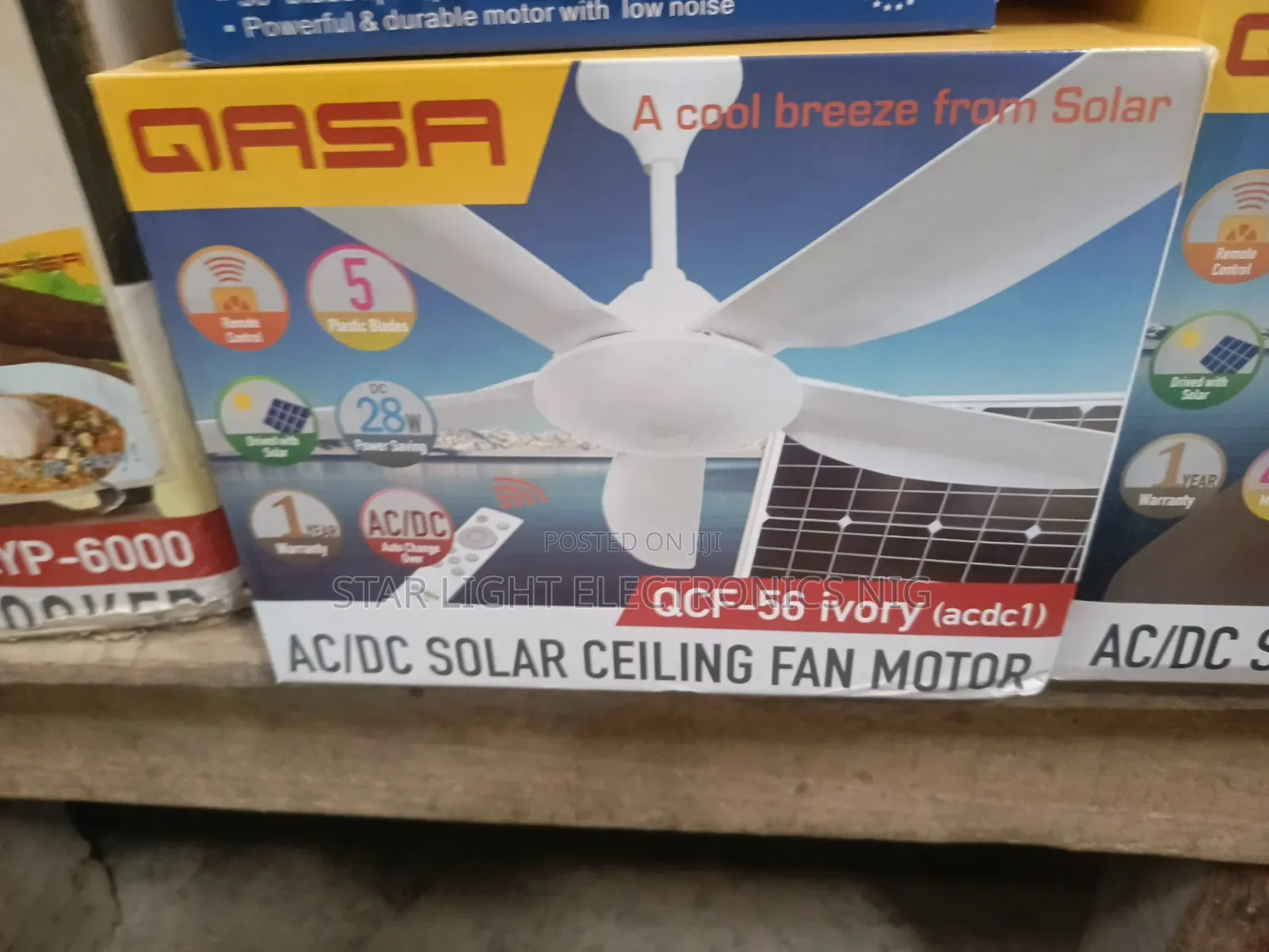 DC Solar Ceiling Fan White