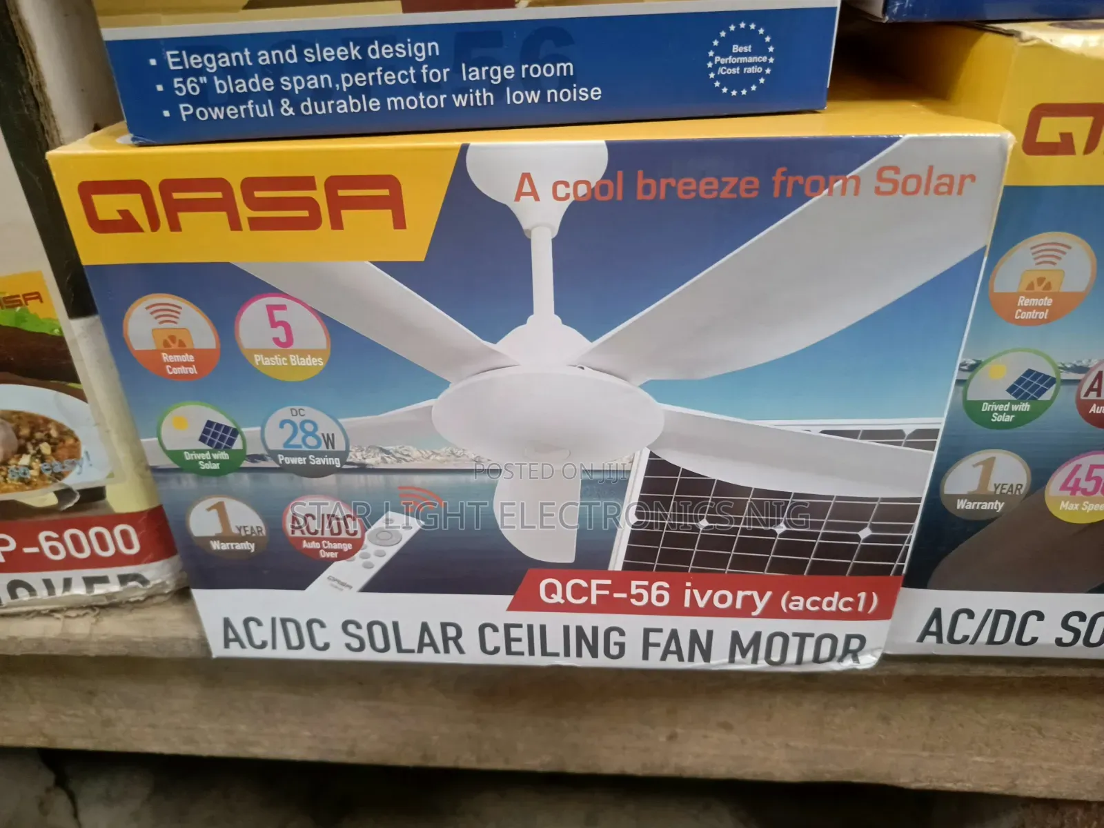 DC Solar Ceiling Fan White