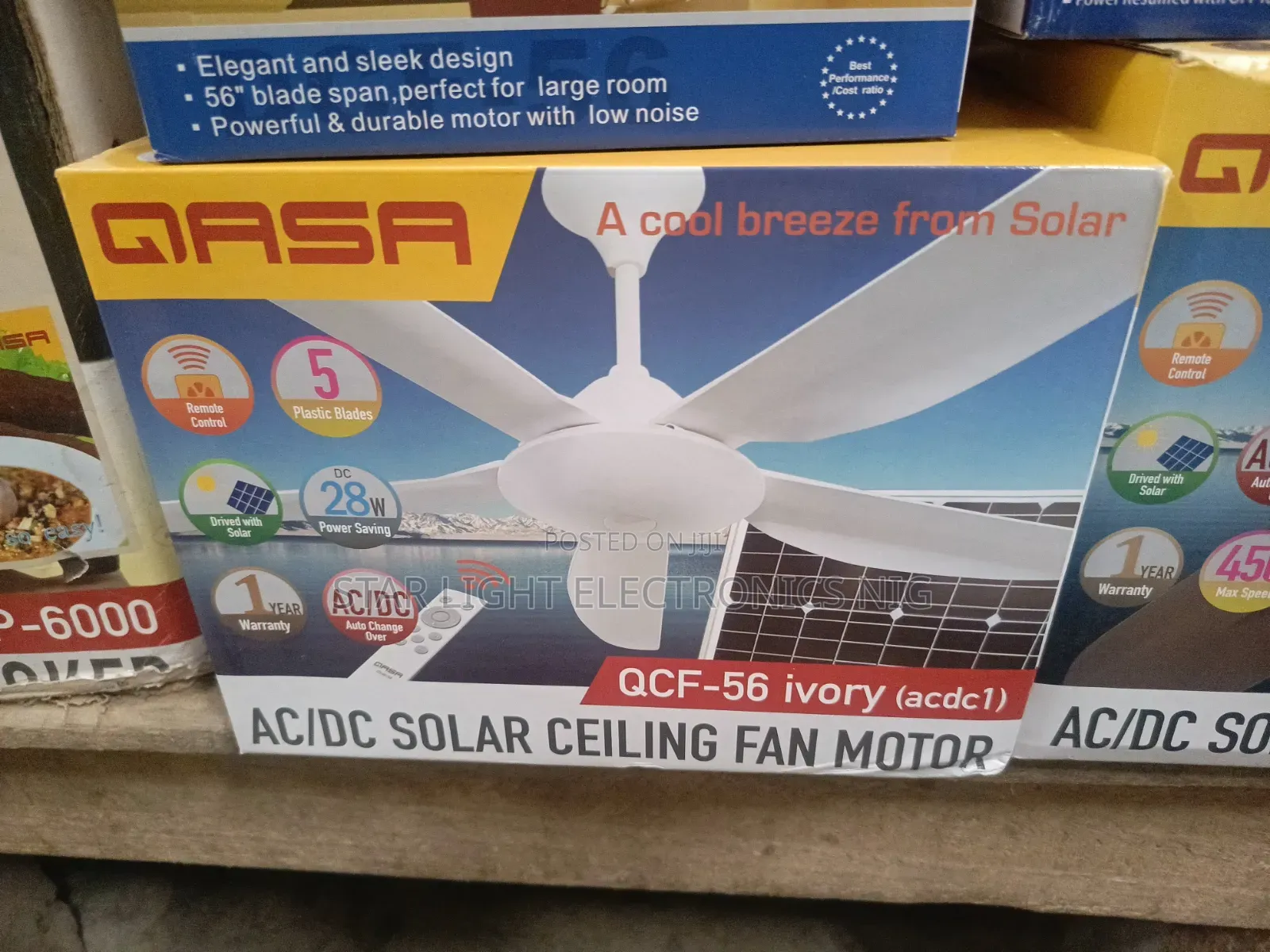 DC Solar Ceiling Fan White