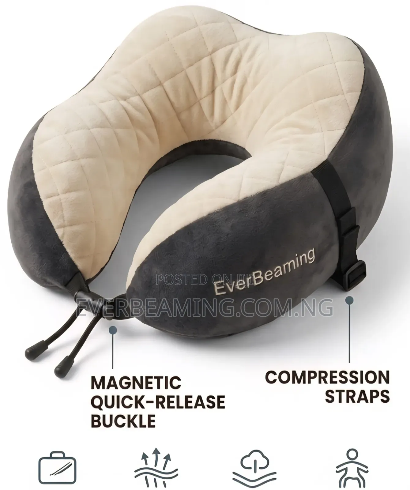 EverBeaming Neck Pillow _ Cream and Grey