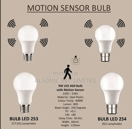 PIR Motion Sensor LED Bulb Light Automatic InfraredE27/B22