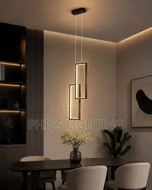 Nordic Black Rectangle Led Chandeliers