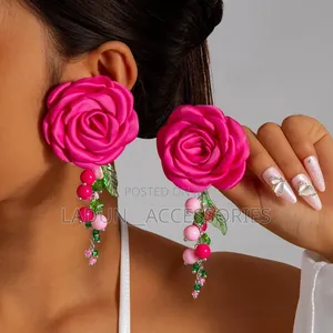 Colorful Rose Flower Earrings