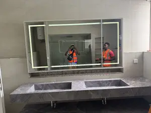 Luxury Double Basin Vanity Unit With Integrated LED Mirror Cabinet