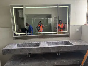 Luxury Double Basin Vanity Unit With Integrated LED Mirror Cabinet