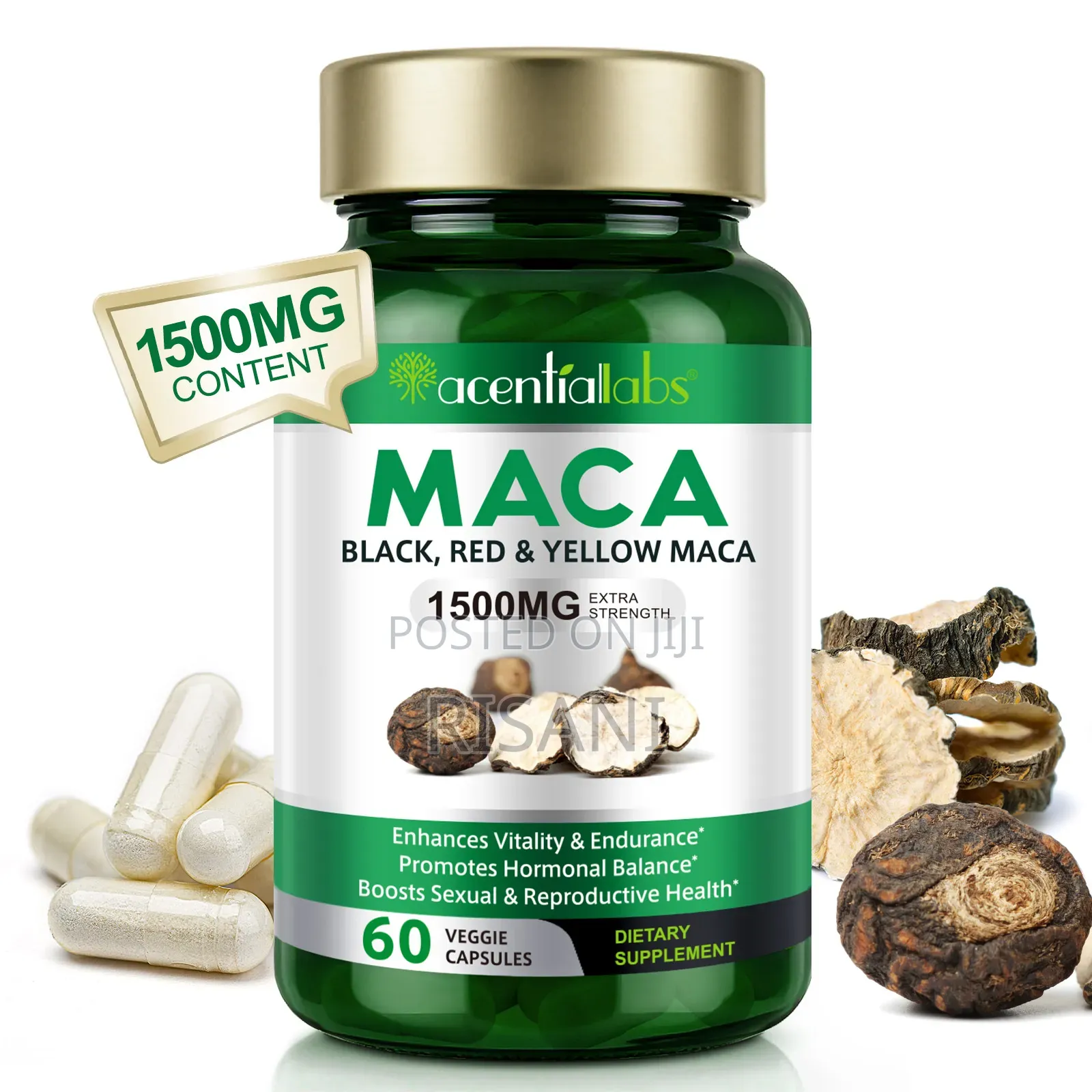Black, Red and Yellow Maca Capsules 1500mg