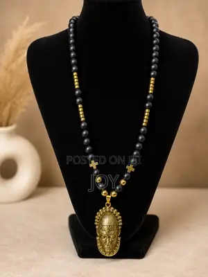 Men’s Black & Gold Beaded Statement Necklace