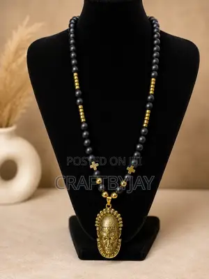 Men’s Black & Gold Beaded Statement Necklace