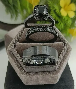 Glitters Couples Set of Black Ring - Glit004