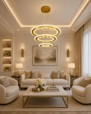 Crystal 3 Step Chandelier–For Living Room, Reception, Boutique, Office