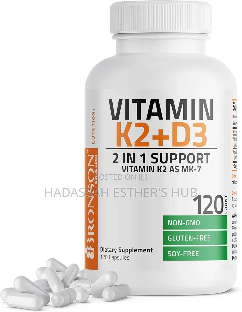 Bronson Vitamin K2 D3 (MK7) 2-In1 D3 & K2 Complex, 120 Capsules