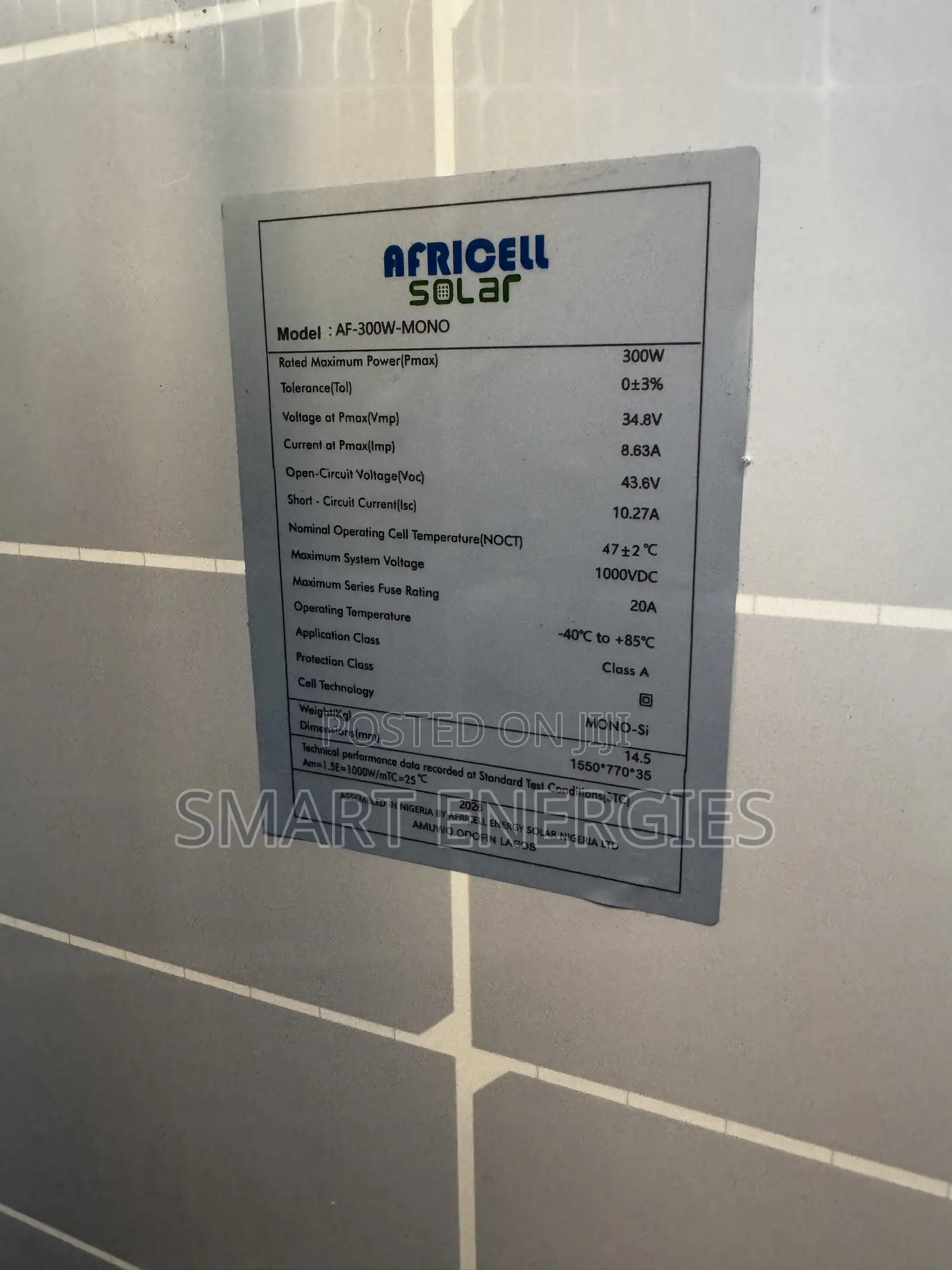 300watts Africell Soalr Panel