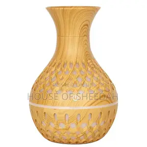 300ml USB Wood-Grain Hollow Vase-Shaped Aroma Humidifier