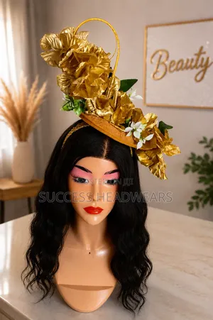 Handmade Gold Floral Fascinator Hat