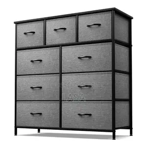 9-Tier Dark Grey Fabric Cabinet
