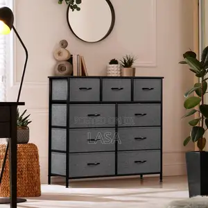 9-Tier Dark Grey Fabric Cabinet