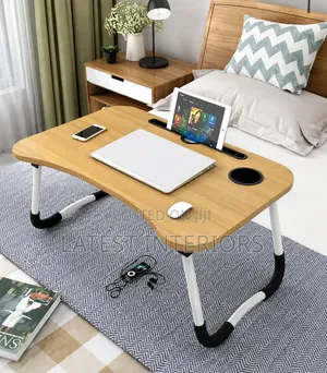 Foldable Multipurpose Laptop Bed Table With Cup Holder & Tablet Slot