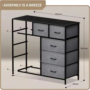 9-Tier Dark Grey Fabric Cabinet