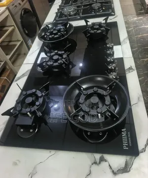 Original PHIIMA Built-in Flips Up 5 Burners With Blueflame Light Gas.