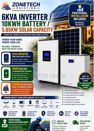 6kva Inverter/10kwh Battery/5.85kw Solar Capacity