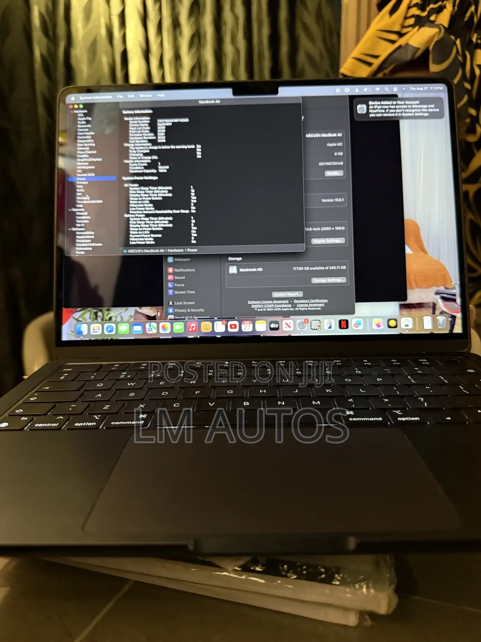 Laptop Apple MacBook Air 2022 M2 8GB Intel Core M2 SSD 128GB