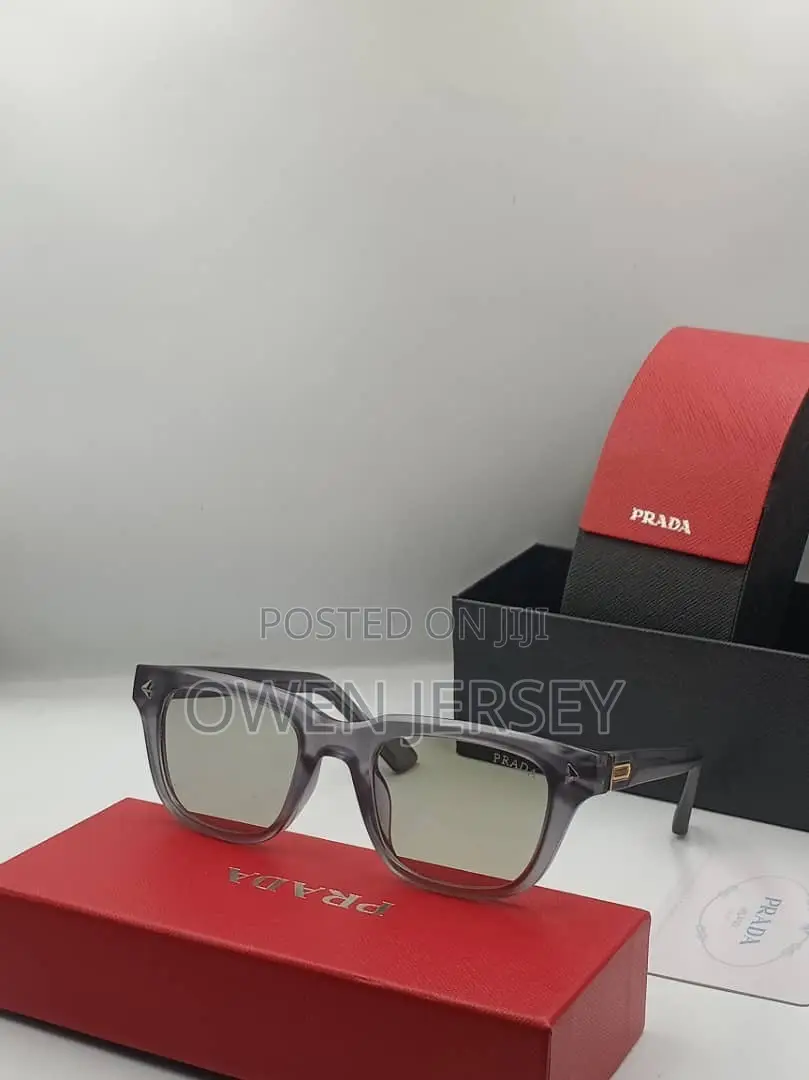 Prada Square-Frame Sunglasses – Translucent Grey With Tinted Lenses