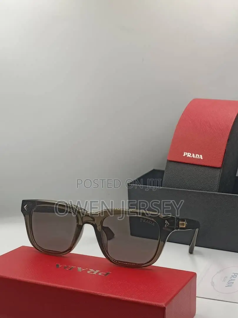 Prada Square-Frame Sunglasses – Translucent Grey With Tinted Lenses