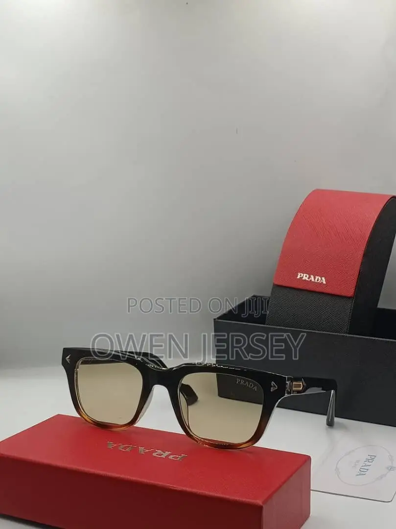 Prada Square-Frame Sunglasses – Translucent Grey With Tinted Lenses