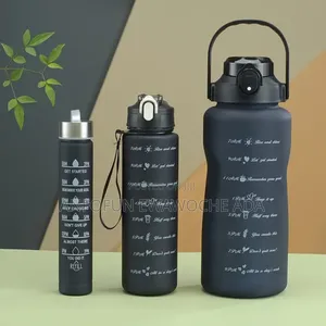 3-in-1 Black Motivational Children’s Water Bottle