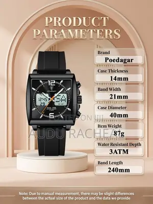 Poedager  Dual Time ⌚  Rubber Strap