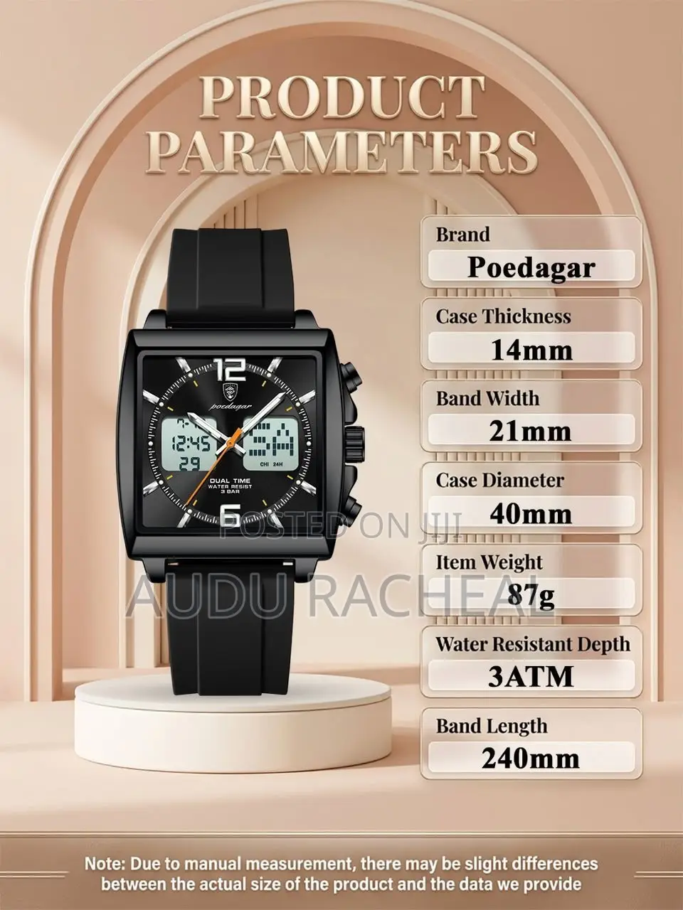 Poedager  Dual Time ⌚  Rubber Strap