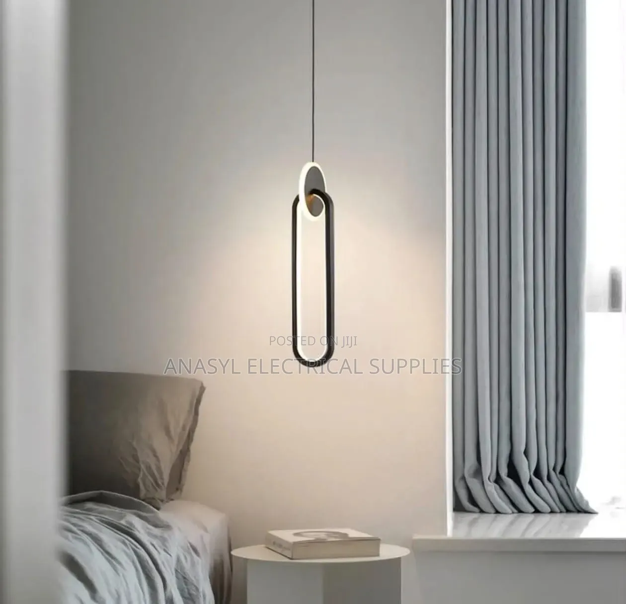 Modern Black LED Oval Pendant Light