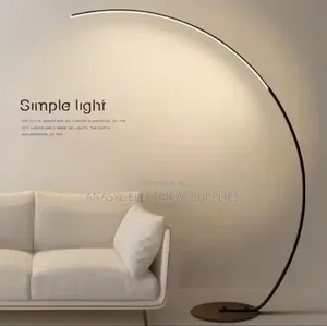 Modern Arc LED Curved Black Stem Floor Lamp.