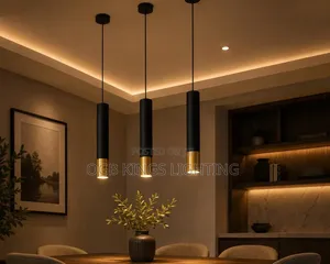 Single Pendant Light Black and Gold LED Kitchen and Dining Light