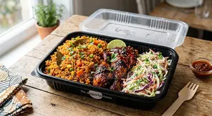 Nigerian Jollof With Chicken and Coleslaw