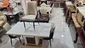 Marble Top Dining Table by Six With Drawers