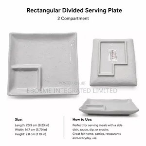 2-Compartment Rectangular Ceramic Serving Plate