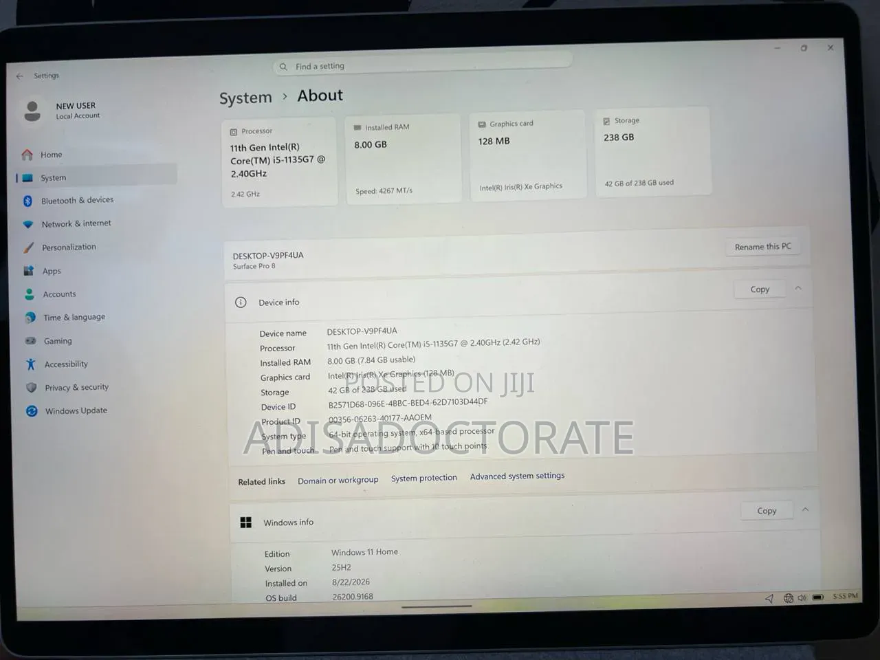 Laptop 8GB Intel Core i5 SSD 256GB