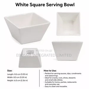 White Square Ceramic Serving Bowl