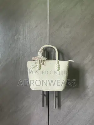 Off White Love Designed Mini  Tote  Bag With Tie on Hits Handle