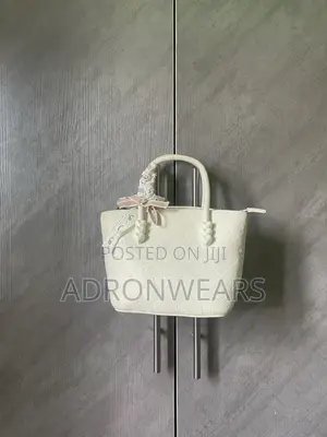 Off White Love Designed Mini  Tote  Bag With Tie on Hits Handle