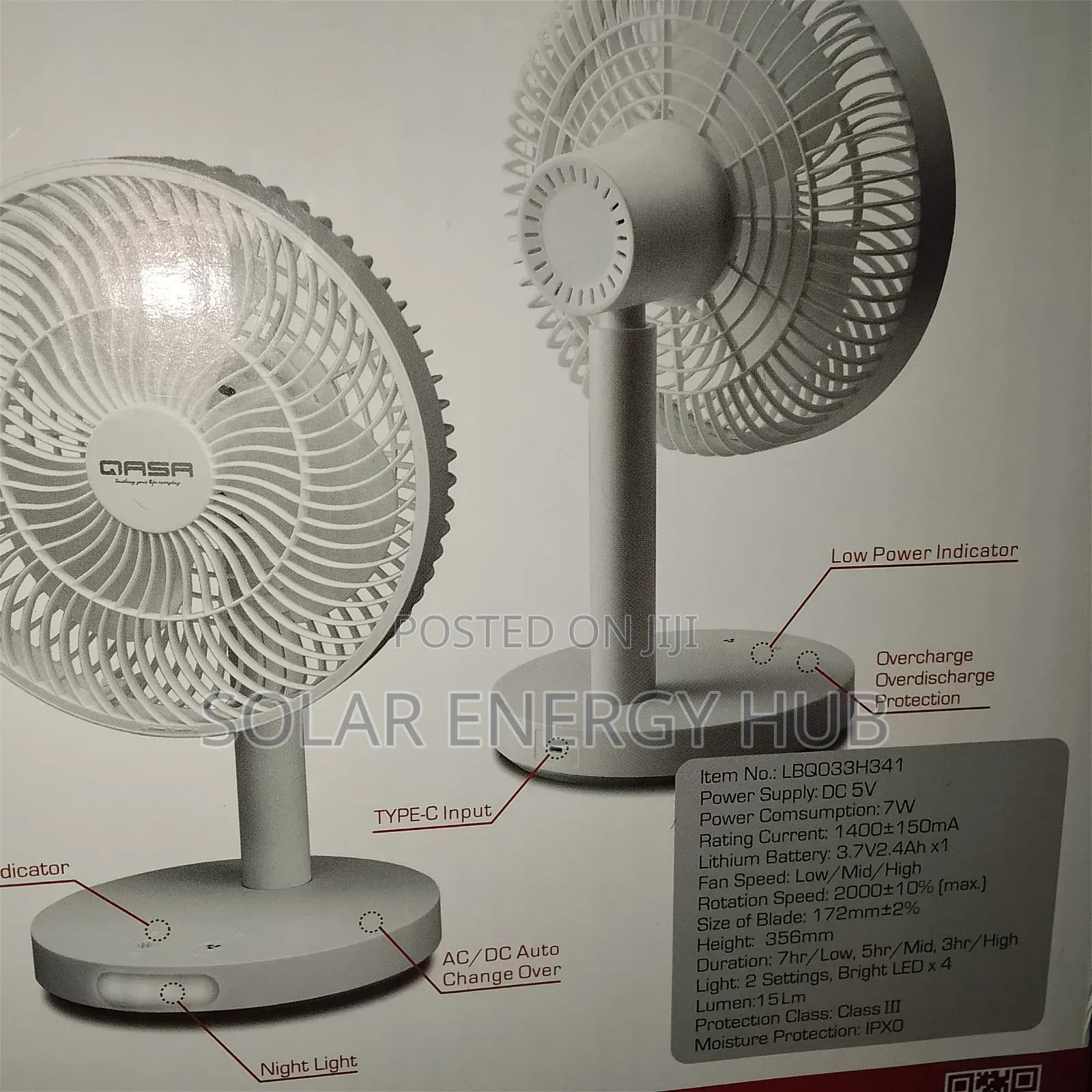7inch Rechargeable Qasa Table Fan