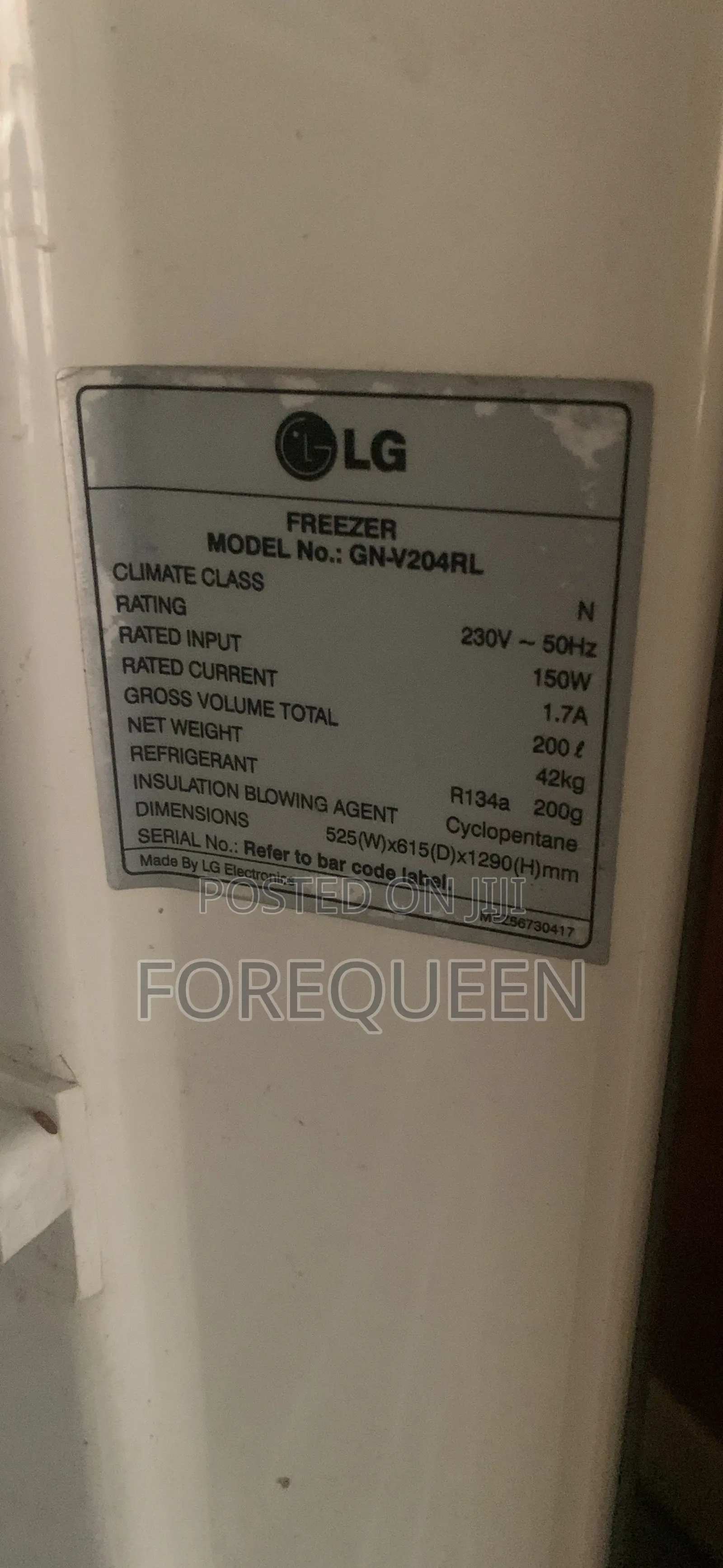 LG Standing Freezer 200 LTR
