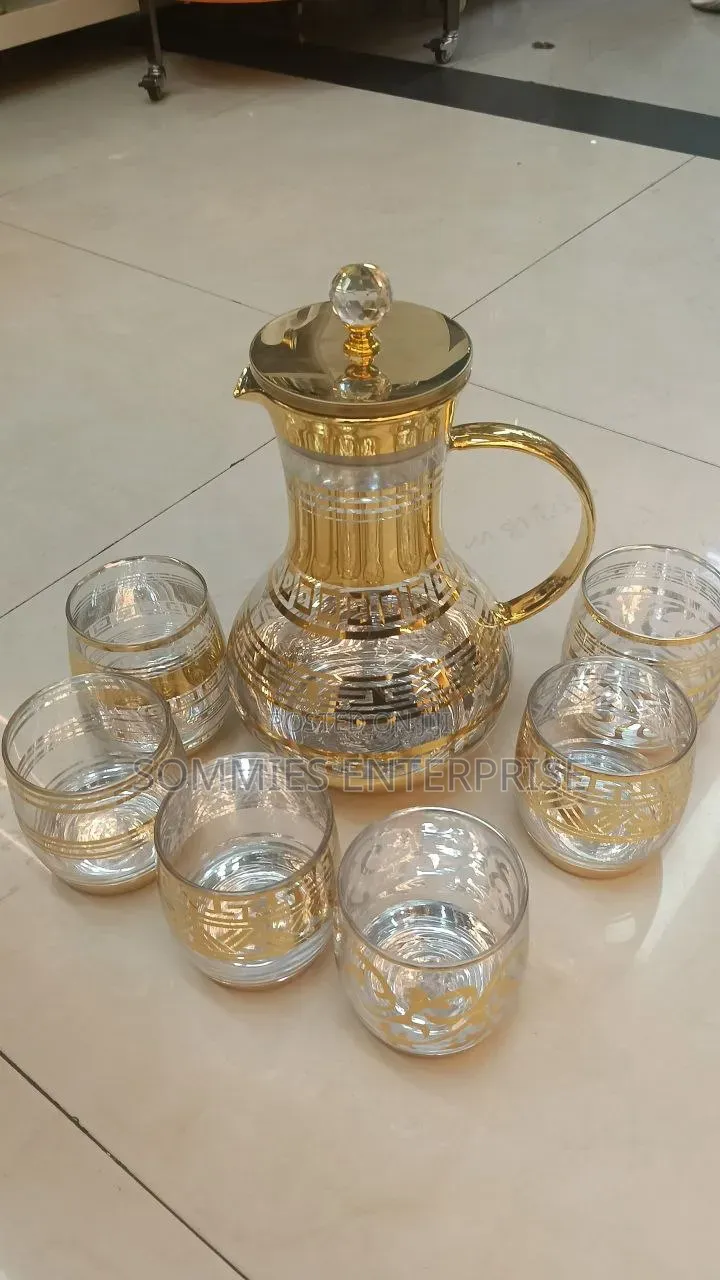 Glass Water Pitcher With 6pcs Cups
