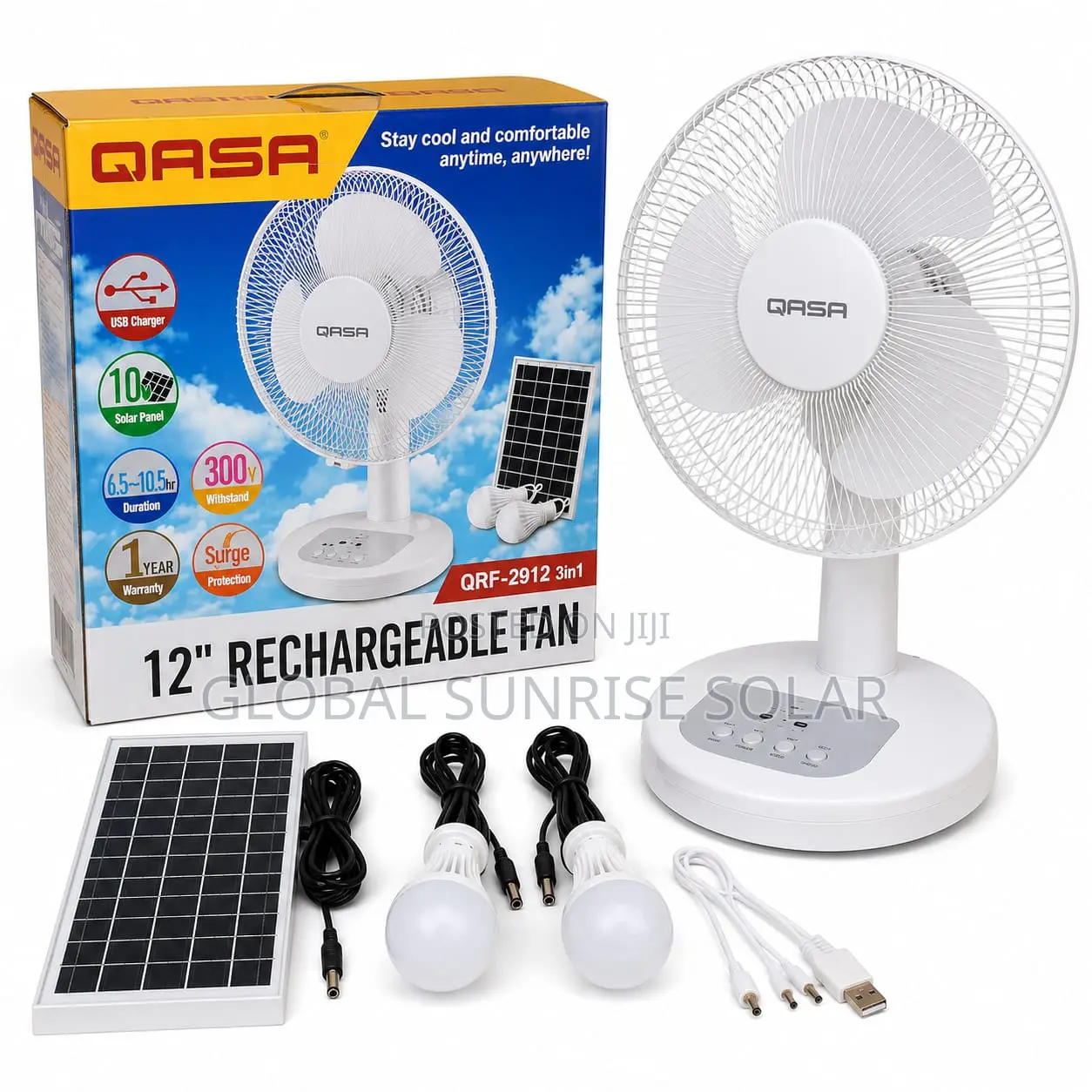 12 Inch Rechargeable Solar Fan
