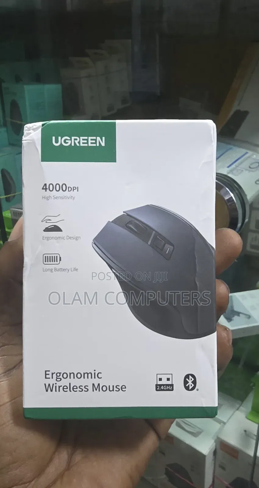 Ugreen 4000DPI Ergonomic Wireless Bluetooth Mouse