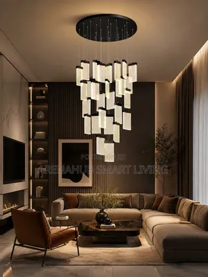 Modern Black Crystal LED Chandelier Luxury Square