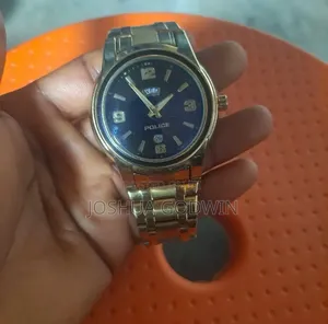 Original POLICE Men's Watch Blue Dial   Gold Steel