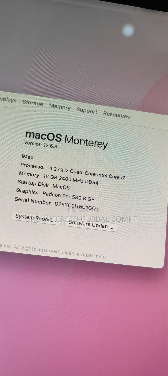 Desktop Computer Apple iMac 32GB Intel Core i7 SSD 2T