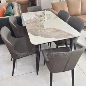 Custom Marble Dining Table and Chairs